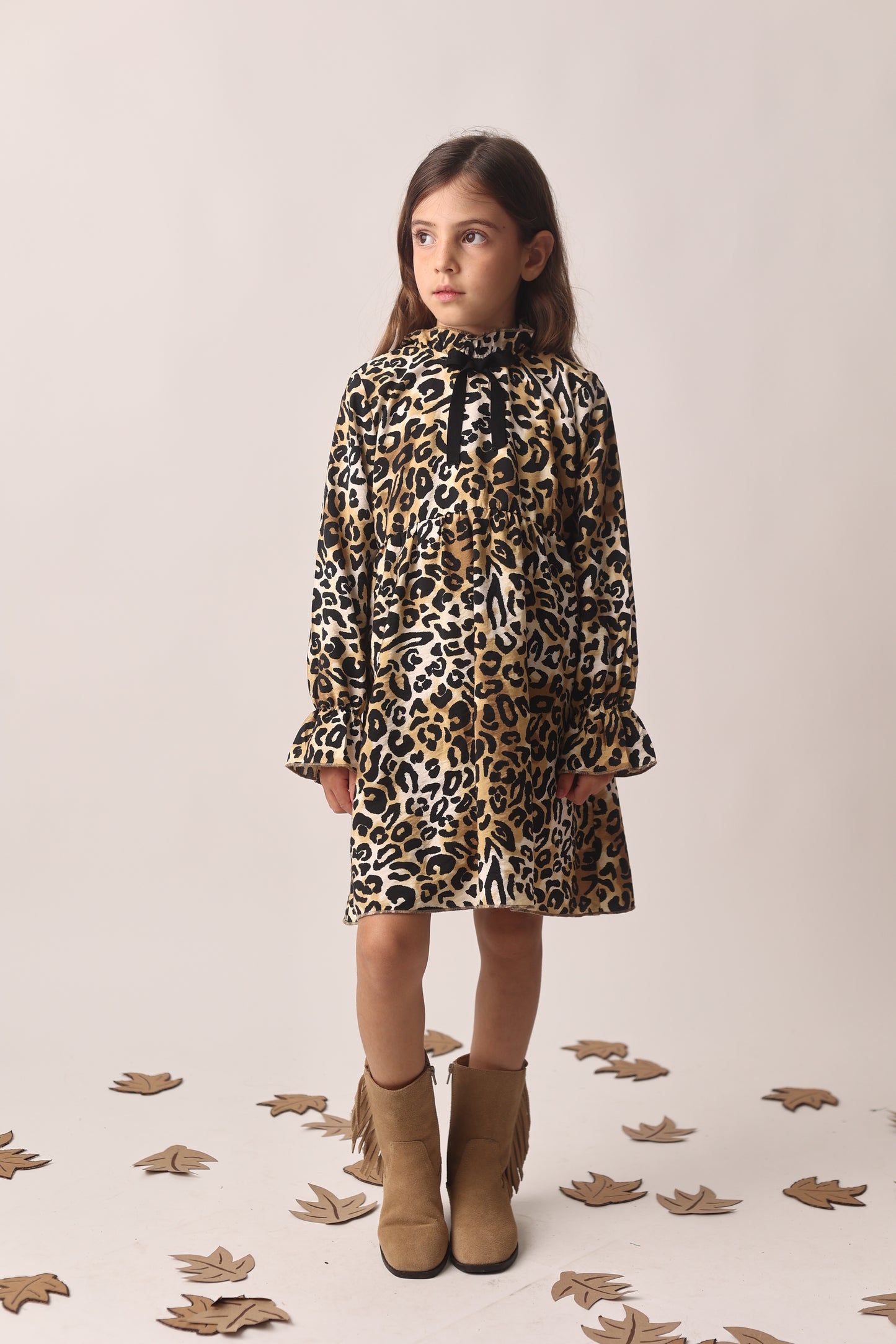 Vestido Animal Print Moño Negro