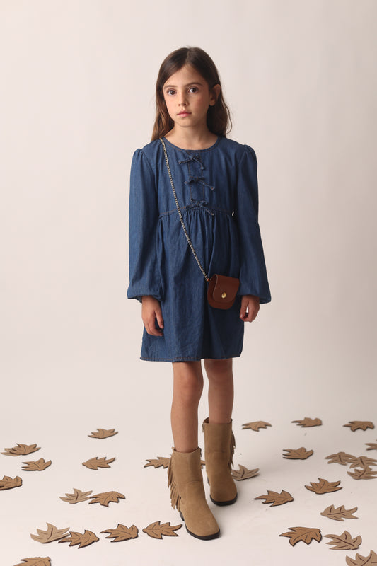 Vestido Denim Moños