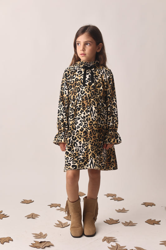 Vestido Animal Print Moño Negro