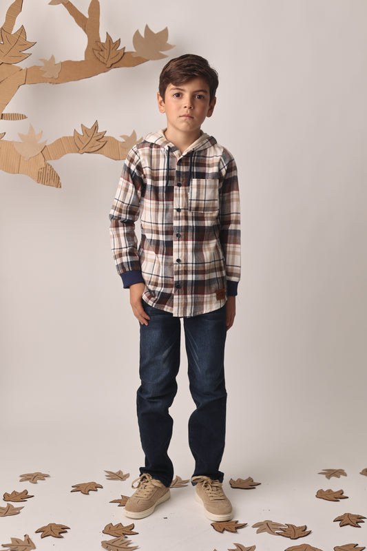 Camisa de franela con gorro integrado